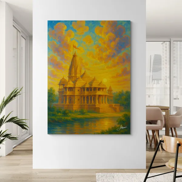 Ram_Mandir_Temple_Ayodhya_Hindu_Spiritual_Canvas_Painting_For_Home_And_Offices