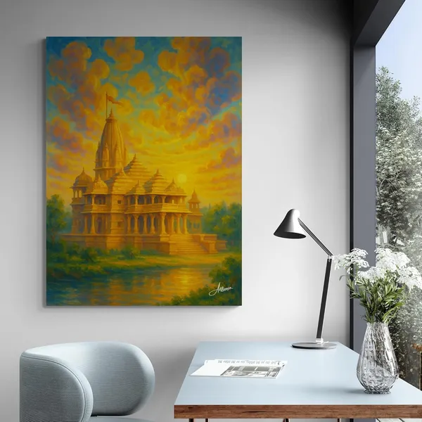 Ram_Mandir_Temple_Ayodhya_Hindu_Spiritual_Canvas_Painting_For_Home_And_Offices