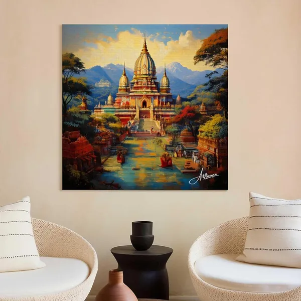 Varanasi_Ghat_Middle_Ages_Temple_Canvas_Painting_For_Home_And_Offices