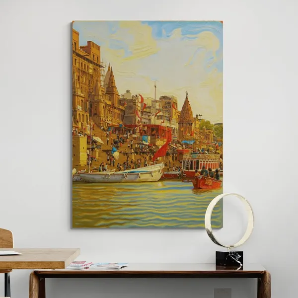 Banaras_Ghat_Kashi_Varanasi_Warm_Tone_Canvas_Painting_For_Home_And_Offices