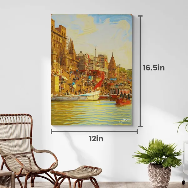 Banaras_Ghat_Kashi_Varanasi_Warm_Tone_Canvas_Painting_For_Home_And_Offices