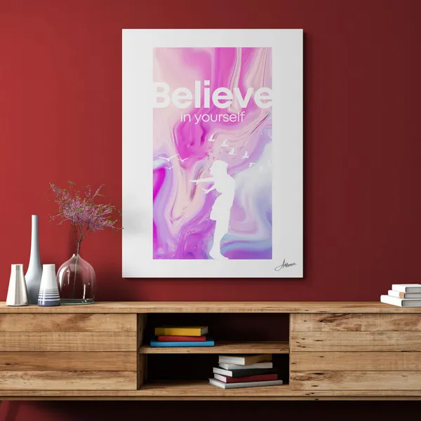 Quotes_Office_Believe_Yourself_Woman_Motivational_Canvas_Painting_For_Home_And_Offices