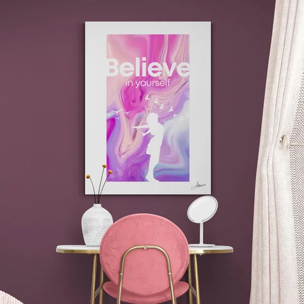 Quotes_Office_Believe_Yourself_Woman_Motivational_Canvas_Painting_For_Home_And_Offices