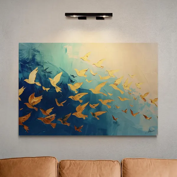 Golden_Birds_Blue_Sky_Modern_Abstract_Canvas_Painting_For_Home_And_Offices