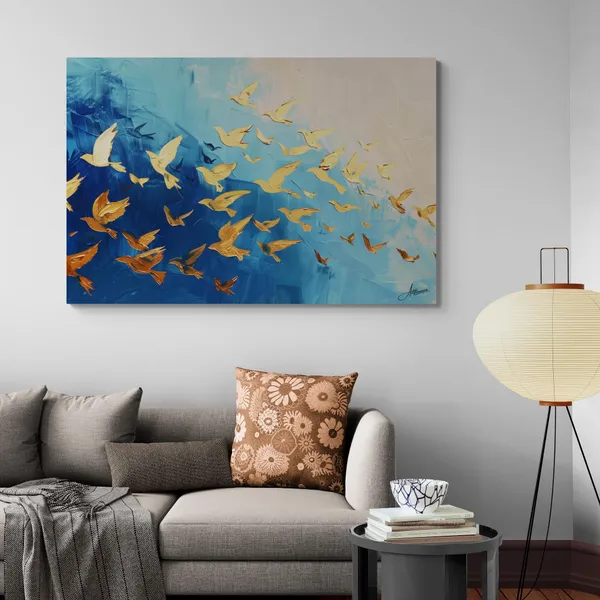 Golden_Birds_Blue_Sky_Modern_Abstract_Canvas_Painting_For_Home_And_Offices