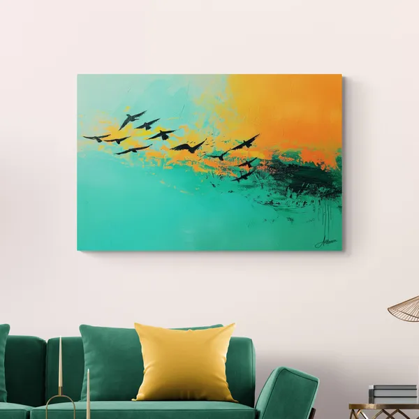 Birds_Orange_Sky_Modern_Abstract_Art_Canvas_Painting_For_Home_And_Offices