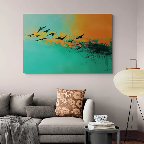 Birds_Orange_Sky_Modern_Abstract_Art_Canvas_Painting_For_Home_And_Offices