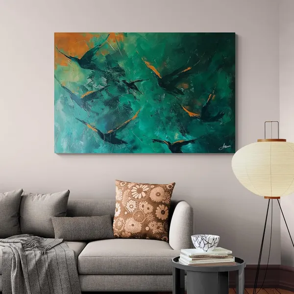Teal_Flight_Modern_Abstract_Birds_Art_Canvas_Painting_For_Home_And_Offices