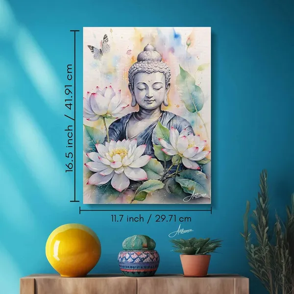 Buddha_Buddhism_Floral_Decor_Religious_Canvas_Painting_For_Home_And_Offices