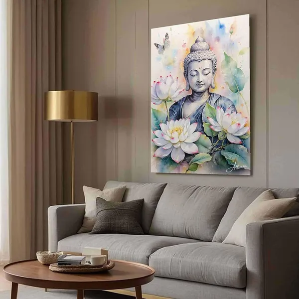 Buddha_Buddhism_Floral_Decor_Religious_Canvas_Painting_For_Home_And_Offices