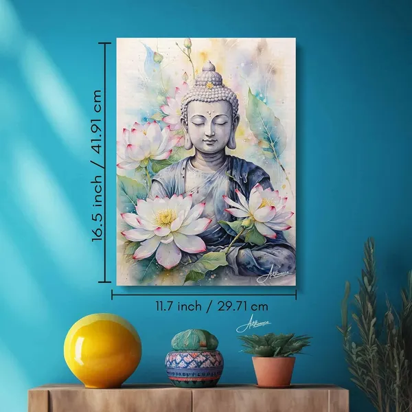 Buddha_Buddhism_Floral_Decor_Religious_Canvas_Painting_For_Home_And_Offices