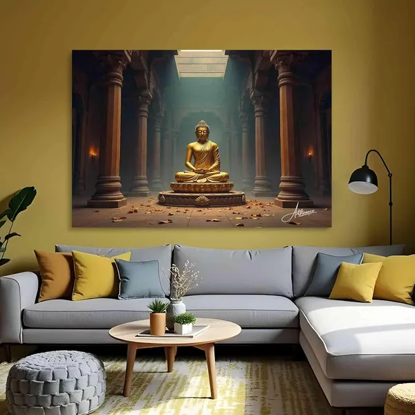Golden_Buddha_Art_380_Gsm_Fade_Resistant_Canvas_Painting_For_Home_And_Offices