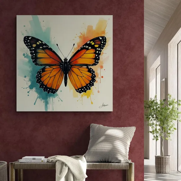 Butterfly_Abstract_Orange_Black_Pine_Canvas_Painting_For_Home_And_Offices