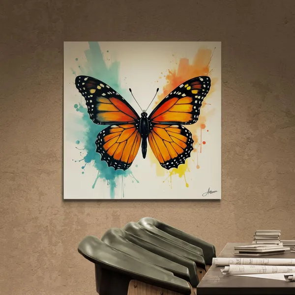 Butterfly_Abstract_Orange_Black_Pine_Canvas_Painting_For_Home_And_Offices