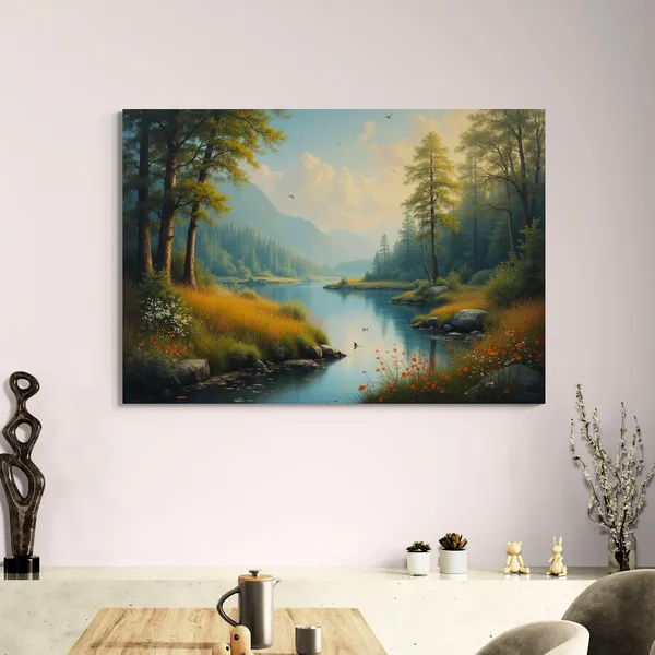 Nature_Landscape_Calm_River_Art_Eclectic_Canvas_Painting_For_Home_And_Offices