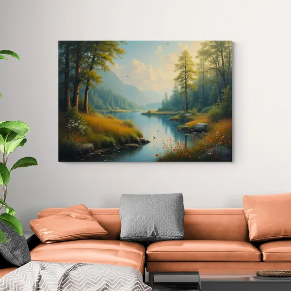 Nature_Landscape_Calm_River_Art_Eclectic_Canvas_Painting_For_Home_And_Offices