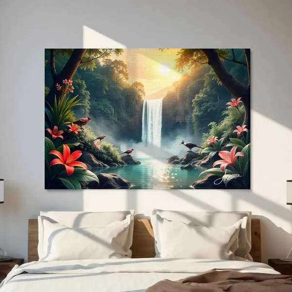 Scenery_Nature_Waterfall_Landscape_Peaceful_Fade_Resistant_Canvas_Painting_For_Home_And_Offices