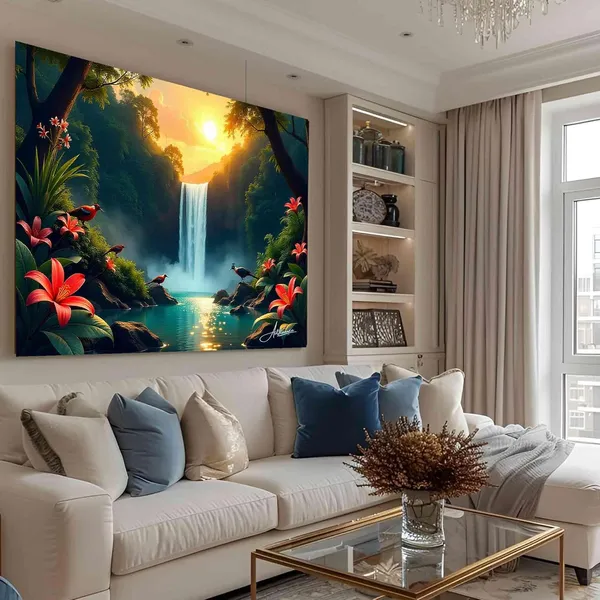 Scenery_Nature_Waterfall_Landscape_Peaceful_Fade_Resistant_Canvas_Painting_For_Home_And_Offices