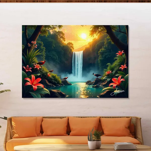 Scenery_Nature_Waterfall_Landscape_Peaceful_Fade_Resistant_Canvas_Painting_For_Home_And_Offices