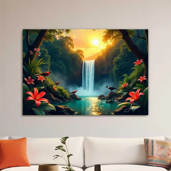 Scenery_Nature_Waterfall_Landscape_Peaceful_Fade_Resistant_Canvas_Painting_For_Home_And_Offices