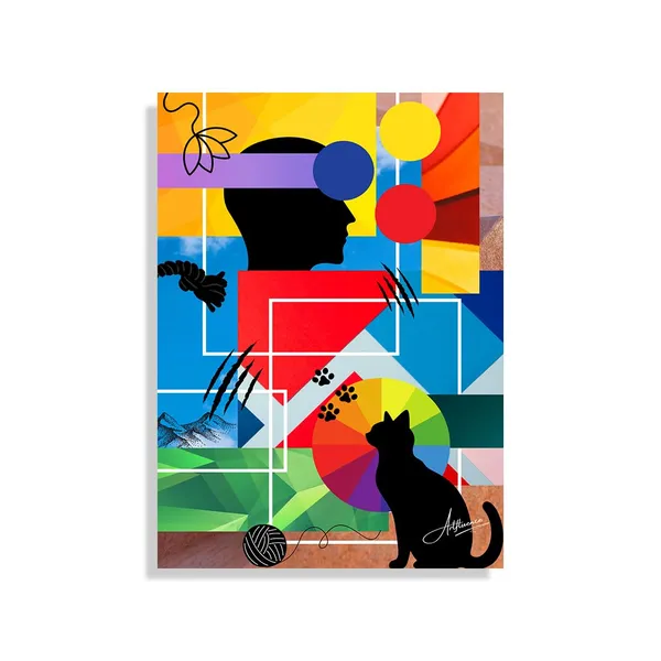 Abstract_Modern_Art_Cat_Perspective_Wrapped_Canvas_Painting_For_Home_And_Offices