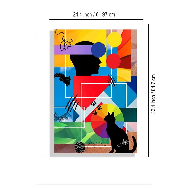Abstract_Modern_Art_Cat_Perspective_Wrapped_Canvas_Painting_For_Home_And_Offices