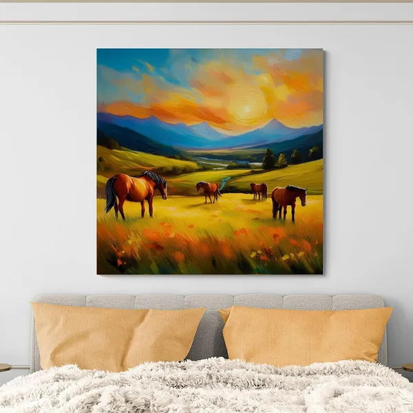 Horses_Vastu_Mountain_Landscape_View_380_Canvas_Painting_For_Home_And_Offices