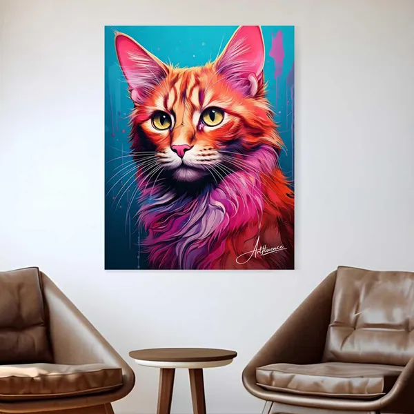 Colourful_Cat_Abstract_Decor_Mounts_Cafes_Canvas_Painting_For_Home_And_Offices