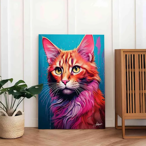 Colourful_Cat_Abstract_Decor_Mounts_Cafes_Canvas_Painting_For_Home_And_Offices