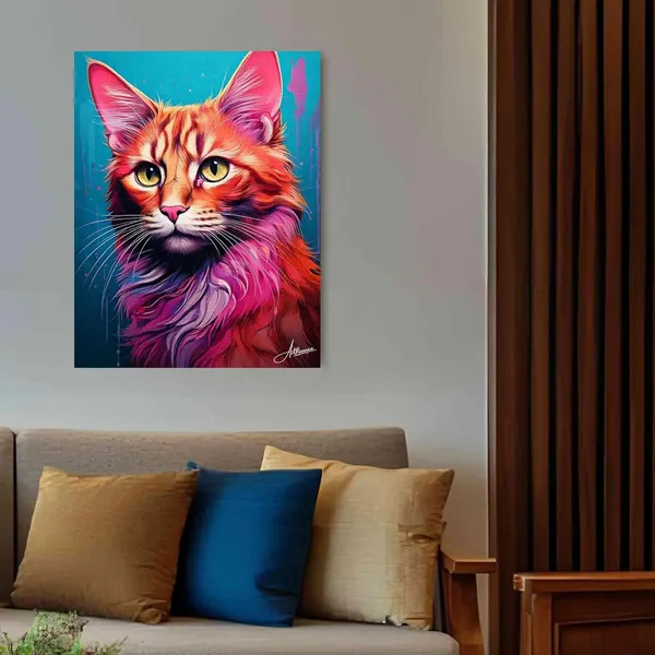 Colourful_Cat_Abstract_Decor_Mounts_Cafes_Canvas_Painting_For_Home_And_Offices