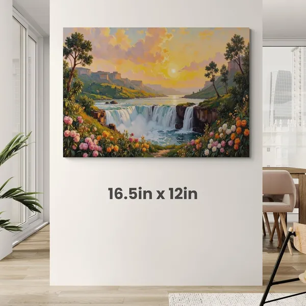Waterfall_Vastu_Nature_Landscape_Scenery_Art_Canvas_Painting_For_Home_And_Offices