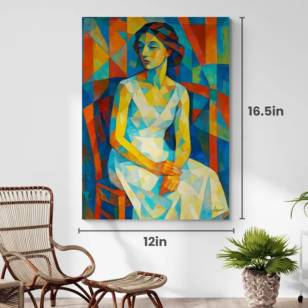 Art_Nouveau_Cubism_Style_Woman_Portrait_Canvas_Painting_For_Home_And_Offices