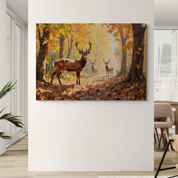 Deer_Animal_Landscape_Art_Eclectic_Forest_Canvas_Painting_For_Home_And_Offices