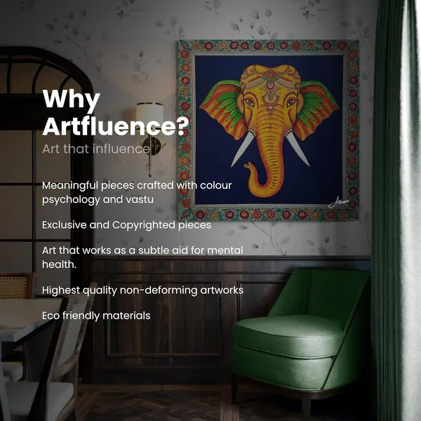 Vastu_Elephant_Mithila_Floral_Indian_Kalamkari_Canvas_Painting_For_Home_And_Offices