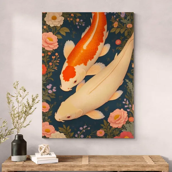 Fish_Vastu_Feng_Shui_Floral_Japanese_Canvas_Painting_For_Home_And_Offices