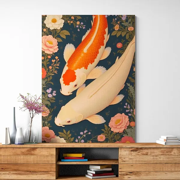Fish_Vastu_Feng_Shui_Floral_Japanese_Canvas_Painting_For_Home_And_Offices