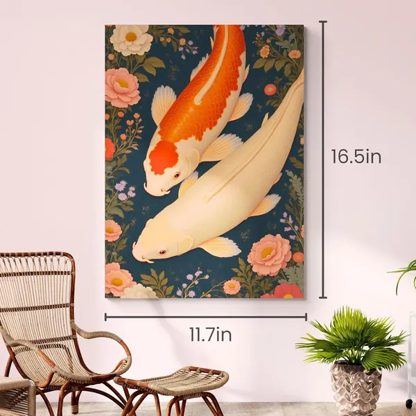Fish_Vastu_Feng_Shui_Floral_Japanese_Canvas_Painting_For_Home_And_Offices
