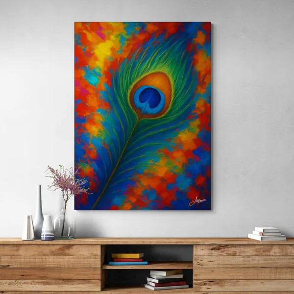 Peacock_Feather_Krishna_Spiritual_Vastu_Art_Canvas_Painting_For_Home_And_Offices