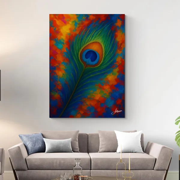 Peacock_Feather_Krishna_Spiritual_Vastu_Art_Canvas_Painting_For_Home_And_Offices