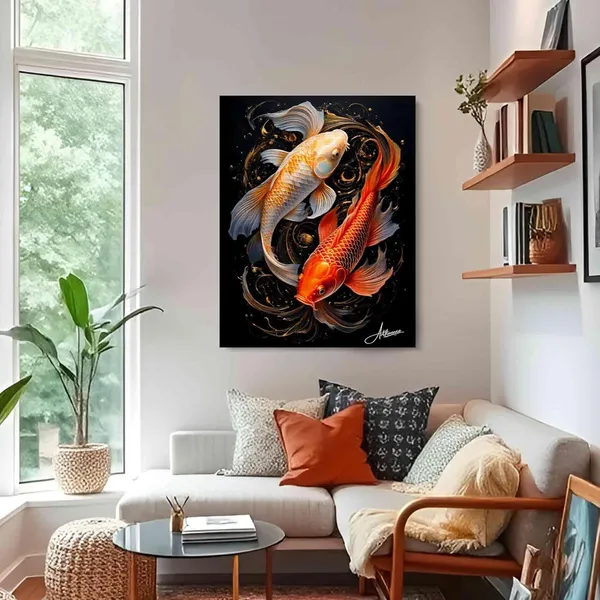 Feng_Shui_Vastu_Two_Koi_Fish_Canvas_Painting_For_Home_And_Offices