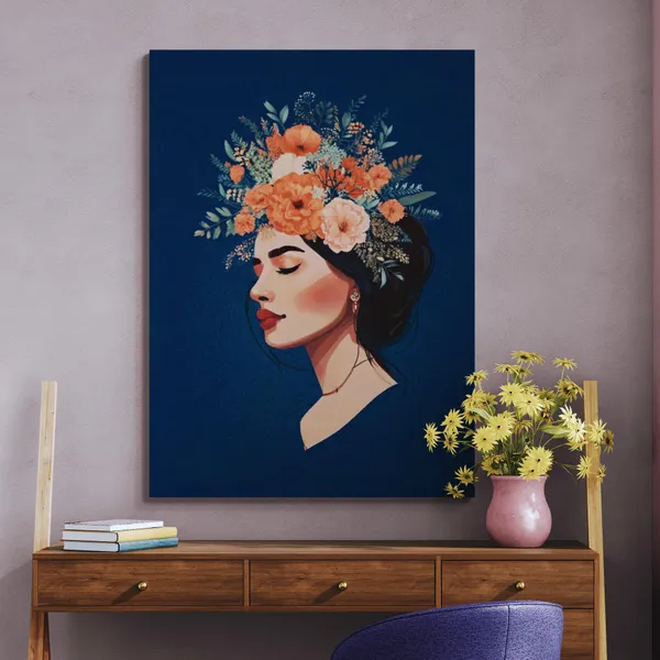 Beautiful_Woman_Crown_Silhouette_Paintings_Illustration_Canvas_Painting_For_Home_And_Offices