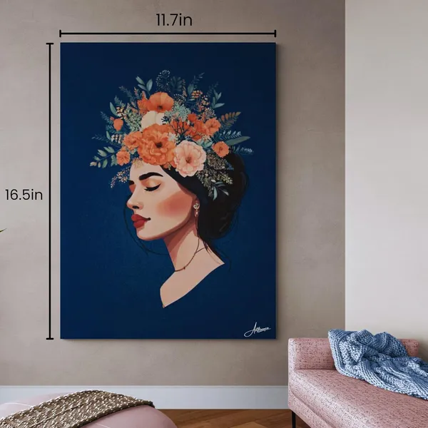 Beautiful_Woman_Crown_Silhouette_Paintings_Illustration_Canvas_Painting_For_Home_And_Offices