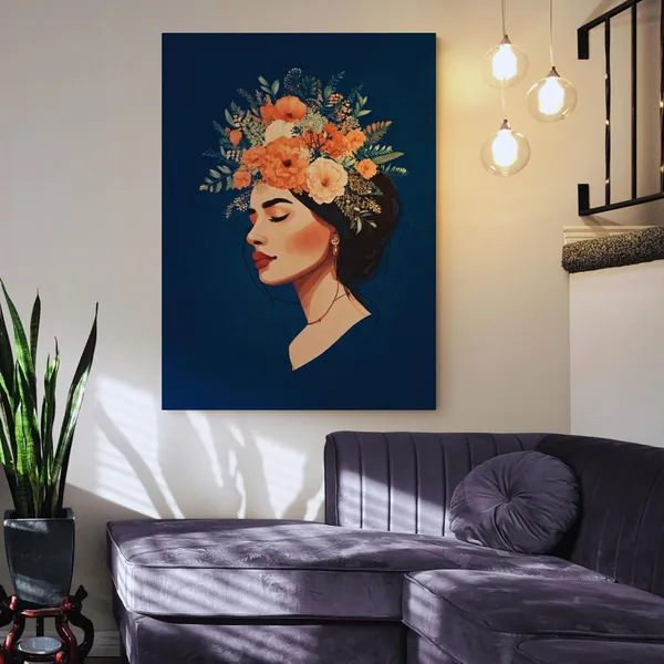 Beautiful_Woman_Crown_Silhouette_Paintings_Illustration_Canvas_Painting_For_Home_And_Offices