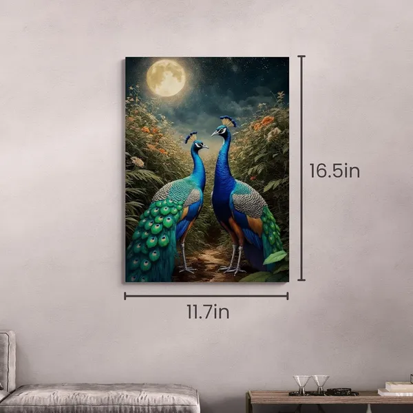 Standing_Peacock_Vastu_Nature_Floral_Background_Canvas_Painting_For_Home_And_Offices