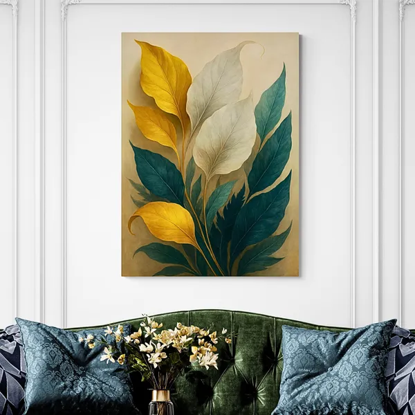 Floral_Abstract_Elegant_Golden_Leaf_Decorations_Canvas_Painting_For_Home_And_Offices