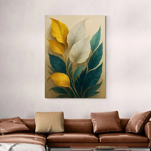 Floral_Abstract_Elegant_Golden_Leaf_Decorations_Canvas_Painting_For_Home_And_Offices
