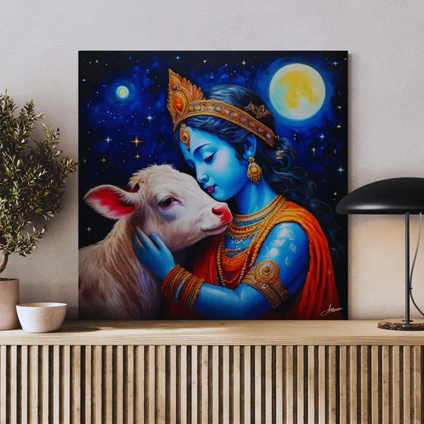 Framed_Lord_Gopala_Krishna_Cow_Krishan_Canvas_Painting_For_Home_And_Offices