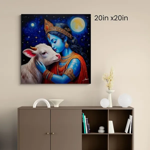 Framed_Lord_Gopala_Krishna_Cow_Krishan_Canvas_Painting_For_Home_And_Offices