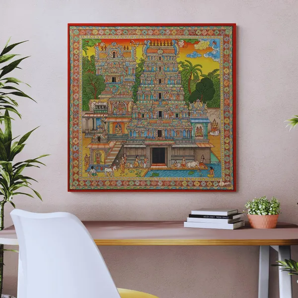 Gopuram_South_Indian_Temple_Paintings_Religious_Canvas_Painting_For_Home_And_Offices