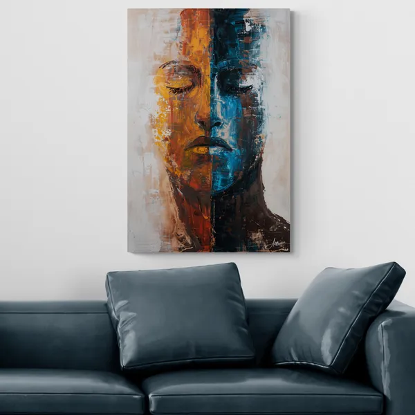 Abstract_Dual_Tone_Human_Portrait_Framed_Canvas_Painting_For_Home_And_Offices